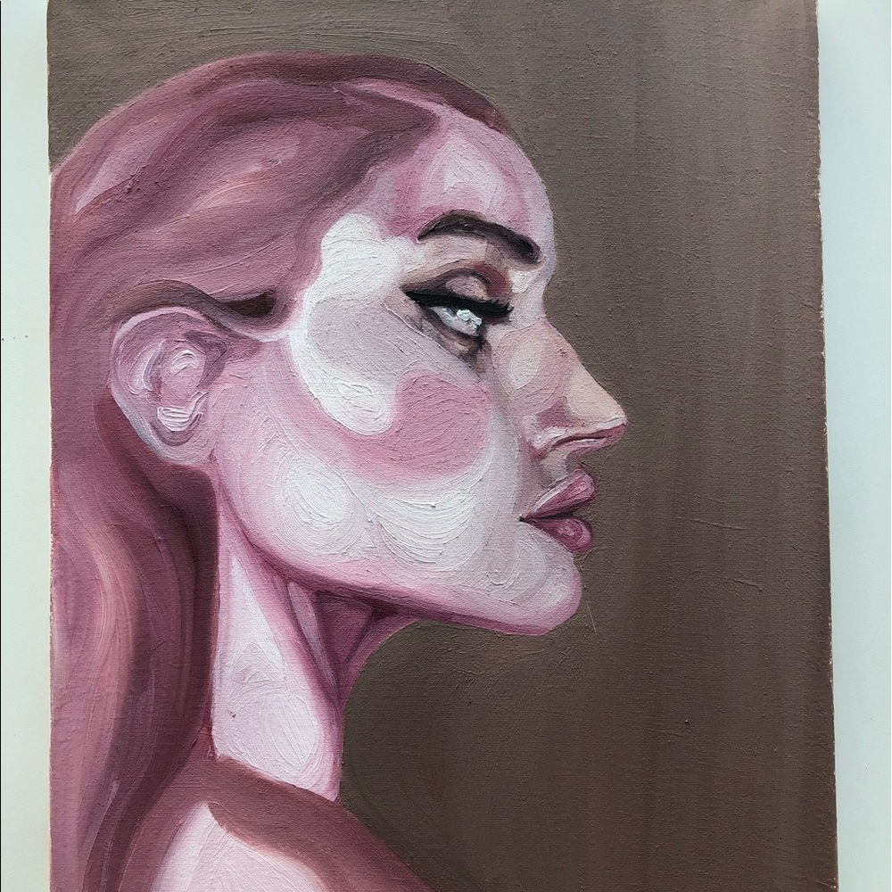 Medium oil paint of a pink girl